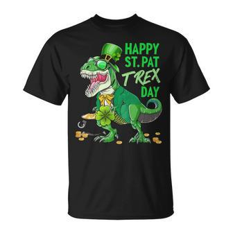 Happy St Pat T Rex Day Dinosaur St Patricks Day Shamrock Unisex T-Shirt - Seseable