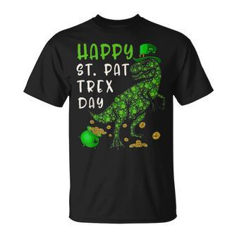 Happy St Pat T Rex Day Dinosaur St Patricks Day Shamrock V2 Unisex T-Shirt - Seseable