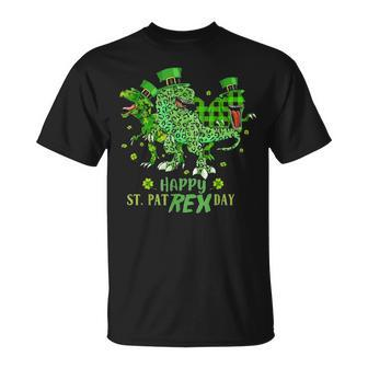 Happy St Pat T Rex Day Funny Dinosaur St Patricks Day Unisex T-Shirt - Seseable