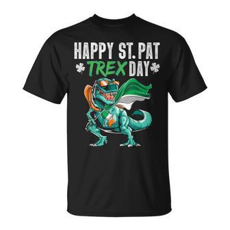 Happy St Pat T Rex Saint Patricks Day Boys Kids Irish Flag Unisex T-Shirt - Seseable
