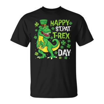 Happy St Pat Trex Day Dinosaur St Patricks Day Toddler Boys T-Shirt - Seseable
