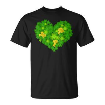 Happy St Patricks Day Heart Lucky Leopard Shamrock Irish T-Shirt - Seseable