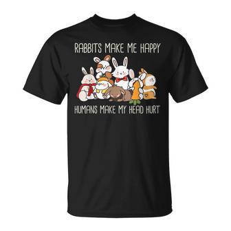 Hase Kaninchen Rabbits Make Me Happy Häschen Spruch T-Shirt - Seseable