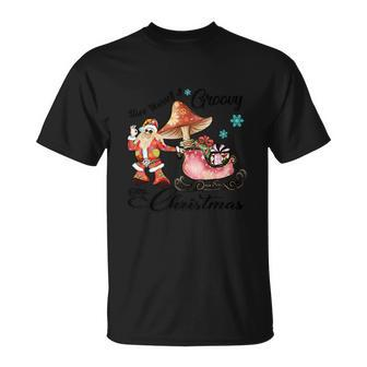 Have Yourself A Groovy Little Christmas Funny Santa Reindeer Car Unisex T-Shirt - Monsterry
