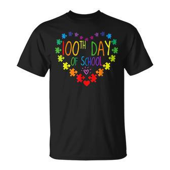 Heart 100Th Day Of School Teacher Autism Awareness Lover T-shirt - Thegiftio UK