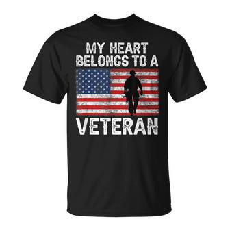 My Heart Belongs To A Veteran Army Veteran Fathers Day T-Shirt - Seseable