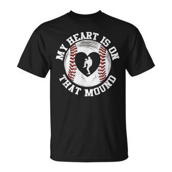 Heart Mom Grandma Funny Baseball Pitcher Unisex T-Shirt | Mazezy