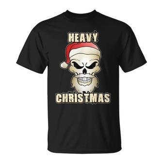 Heavy Metal Christmas Festival Rocker Biker Skull Totenkopf T-Shirt - Seseable