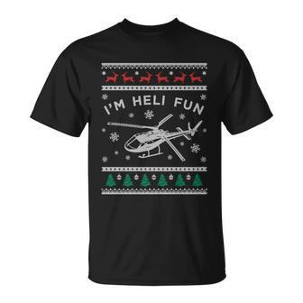 Helicopter Ugly Christmas Great Gift Fun Xmas Heli Gift Unisex T-Shirt - Monsterry