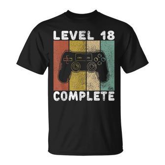 Herren 18 Geburtstag Jungen Gamer Level 18 Complete T-Shirt - Seseable