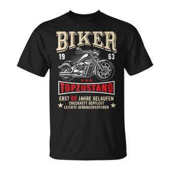 Herren 60 Geburtstag Mann Biker Geschenk Witzig Motorrad 1963 T-Shirt - Seseable