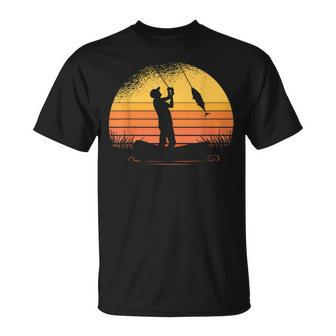 Herren Angler Sonnenuntergang Fischer Angel T-Shirt - Seseable
