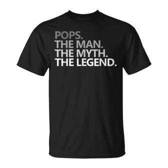 Herren Pops The Man The Myth The Legend Vatertag T-Shirt - Seseable