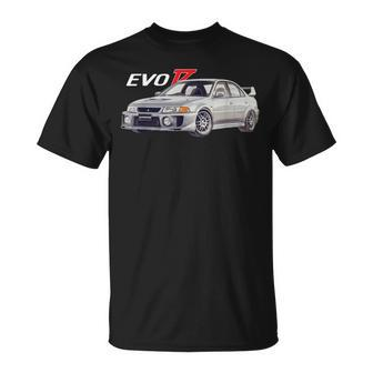 Herren Schwarz T-Shirt mit Evo 7 Auto-Print, Motorsport Design - Seseable