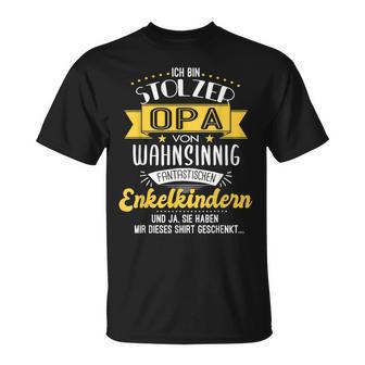 Herren Stolzer Opa T-Shirt mit Enkel Lustig Spruch, Opi Shirt - Seseable