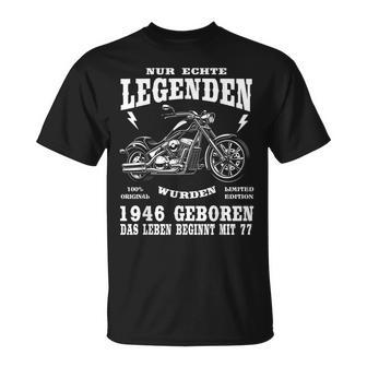 Herren T-Shirt zum 77. Geburtstag, Biker-Motiv 1946, Motorrad Chopper - Seseable
