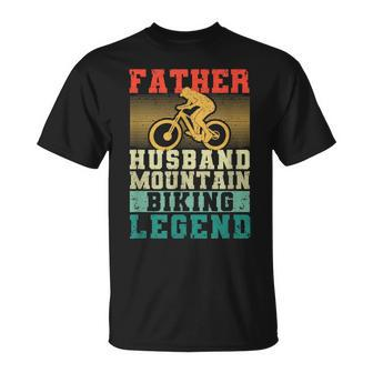 Herren Vatertag Biker Vater Ehemann Mountainbike Legende T-Shirt - Seseable