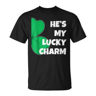 Hes My Lucky Charm St Patricks Day Couple T-Shirt - Seseable