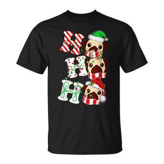 Ho Ho Ho Pug Dog Santa Hat Lights Antlers Christmas T-shirt - Seseable