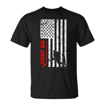 Hockey Dad Gift Hockey American Flag Unisex T-Shirt