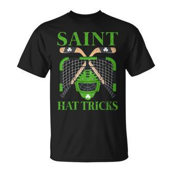 Hockey Saint Hat Tricks Leprechaun Hockey St Patricks Day Unisex T-Shirt | Mazezy