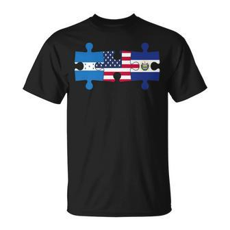 Honduras El Salvador And United States Puzzle Unisex T-Shirt | Mazezy