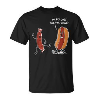 Hot Dog Comic Schwarzes T-Shirt Oh My God, Are You Okay? Lustiges Design - Seseable