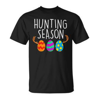 Hunting Season Eggs Deer Funny Easter Day Egg Hunt Hunter 2023 Gift Unisex T-Shirt | Mazezy DE
