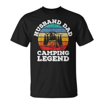 Husband Dad Camping Legend T-Shirt - Seseable