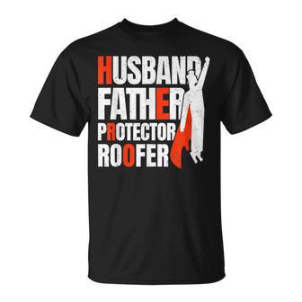 Husband Father Protector Roofer Hero Dad Fathers Day T-shirt - Thegiftio UK