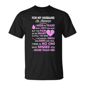 For My Husband In Heaven Tshirts T-shirt - Thegiftio UK