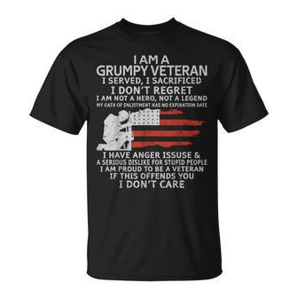 I Am A Grumpy Veteran I Dont Care Veteran Grumpy Old Man Unisex T-Shirt | Mazezy