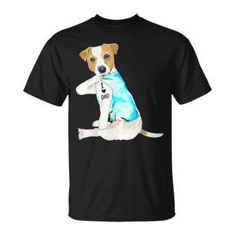 I Love Dad Tattoo Jack Russell Terrier Dad Tattooed Gift Unisex T-Shirt - Seseable