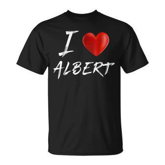 I Love Heart Albert Family Name T Unisex T-Shirt - Seseable