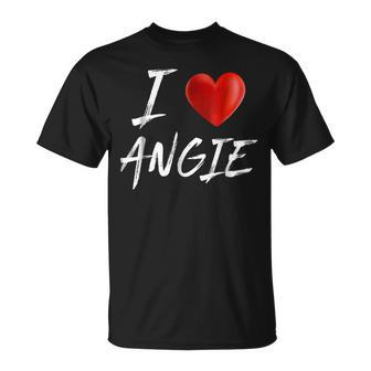 I Love Heart Angie Family Name T Unisex T-Shirt - Seseable