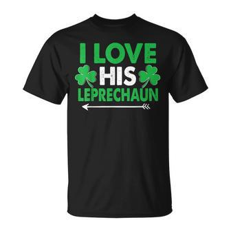 I Love His Leprechaun St Patricks Day Matching Couples Unisex T-Shirt | Mazezy