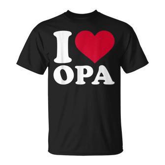 I Love Opa Herz-Motiv T-Shirt in Schwarz, Geschenkidee für Großväter - Seseable