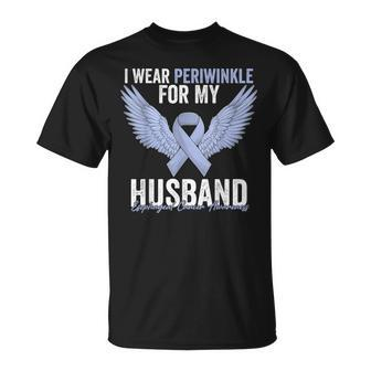 I Wear Periwinkle For My Husband Esophageal Cancer Awareness Unisex T-Shirt | Mazezy