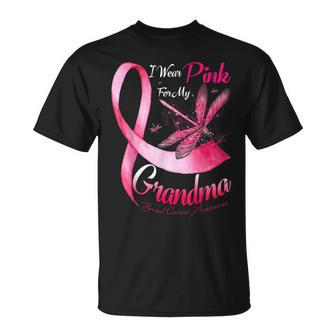 I Wear Pink For My Grandma Dragonfly Breast Cancer Unisex T-Shirt | Mazezy UK