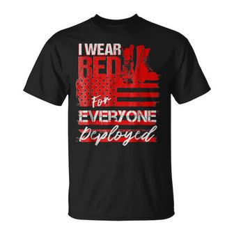 I Wear Red For Everyone Deployed Military Support Unisex T-Shirt | Mazezy