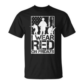 I Wear Red On Fridays Us Flag Military Army Unisex T-Shirt | Mazezy