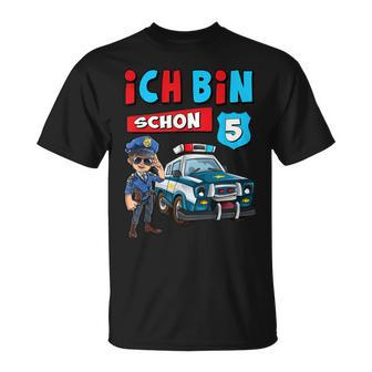 Ich Bin 5 Jahre Jungen Polizei Auto Geschenk T-Shirt - Seseable