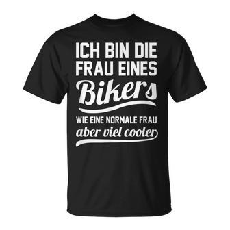 Ich Bin Die Frau Eines Bikers Bikerstyle Chopper Motocross T-Shirt - Seseable