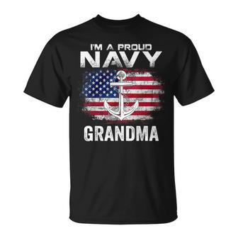 Im A Proud Navy Grandma With American Flag Gift Veteran Unisex T-Shirt | Mazezy