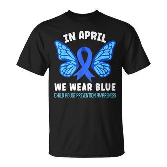 In April We Wear Blue Child Abuse Prevention Awareness Unisex T-Shirt | Mazezy