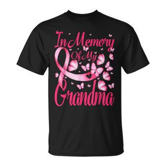 In Memory Of My Grandma Butterfly Breast Cancer Awareness Unisex T-Shirt | Mazezy