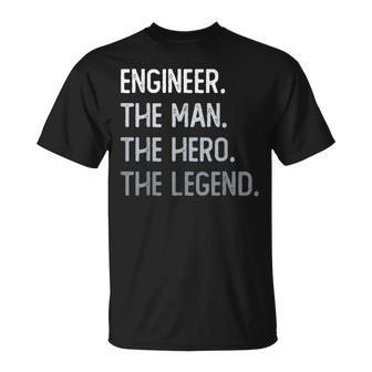 Ingenieur Tribut T-Shirt Der Mann, Der Held, Die Legende Schwarzes Statement-Shirt - Seseable