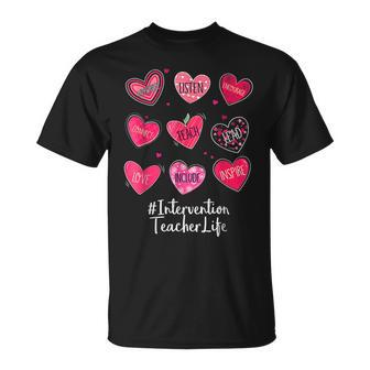 Intervention Teacher Hearts Valentine Valentines Day Quote F T-Shirt - Seseable