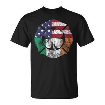 Irish American Flag Firefighter Firemen St Patricks Day Unisex T-Shirt | Mazezy