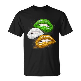 Irish Flag Shamrock Biting Lips St Patrick Leprechaun T-Shirt - Seseable